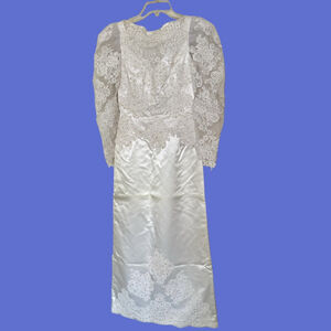 Vintage Wedding Dress Size Small Custom Made With Lace Seed Pearls Fully Lined